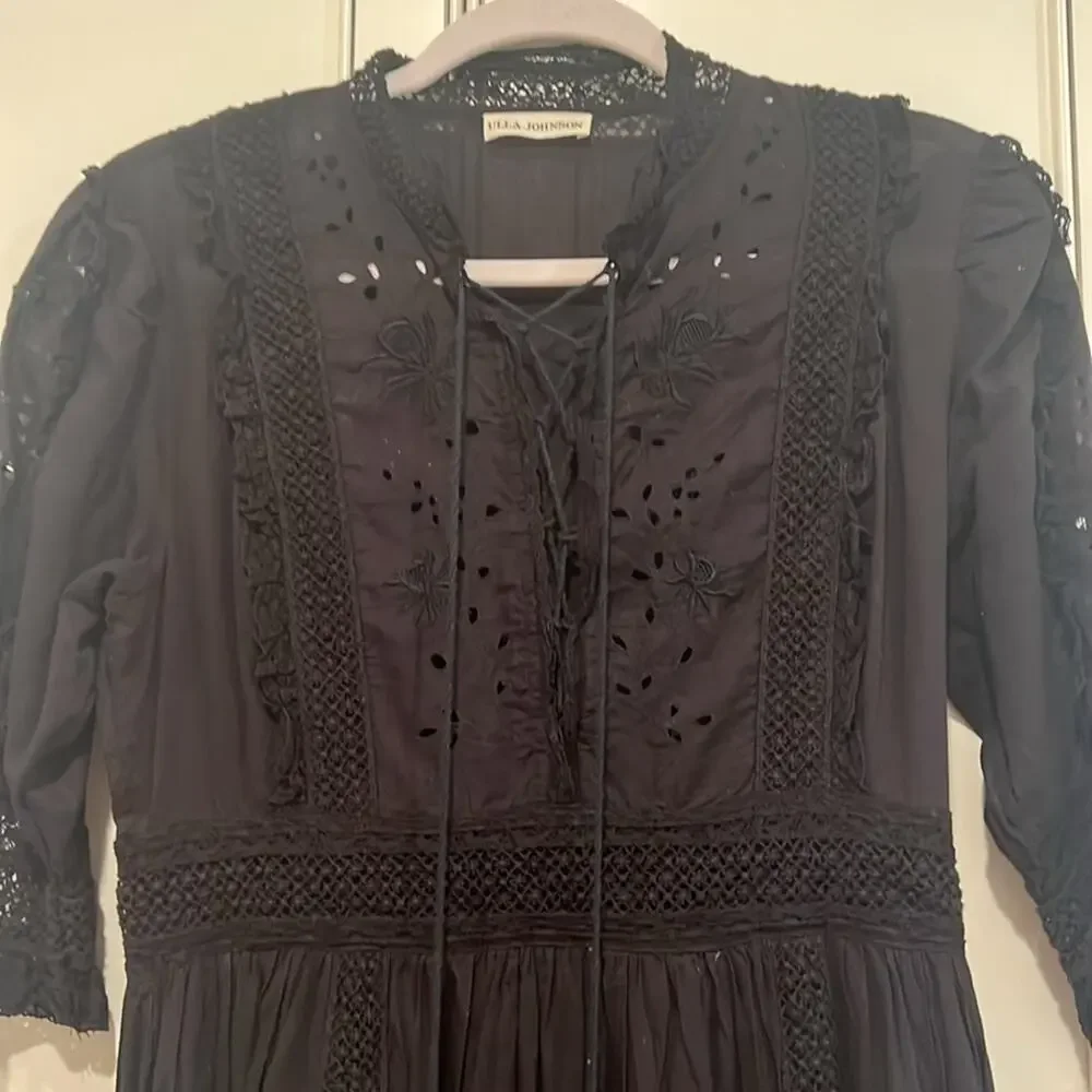 ULLA JOHNSON EUC black midi size 4 - Picture 2 of 11